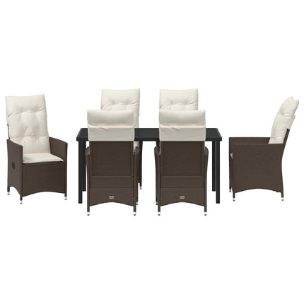 Have Spisebordssæt med pude 7 pcs Brun polyrattan