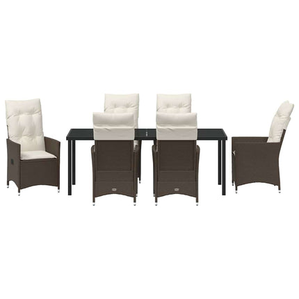 Have Spisebordssæt med pude 7 pcs Brun polyrattan