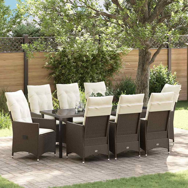 Have Spisebordssæt 9 stk. Brun polyrattan