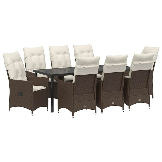 Have Spisebordssæt 9 stk. Brun polyrattan