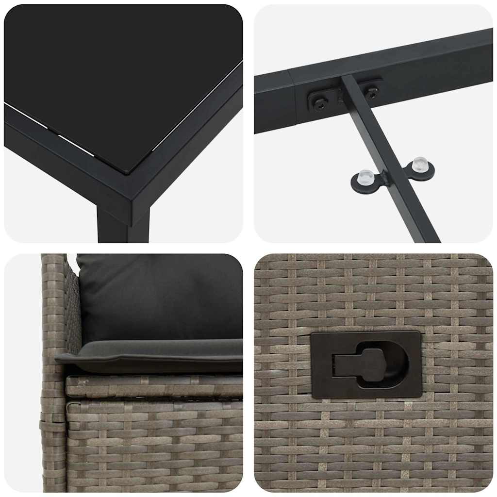 Have Spisebordssæt med pude 5 pcs Grå polyrattan
