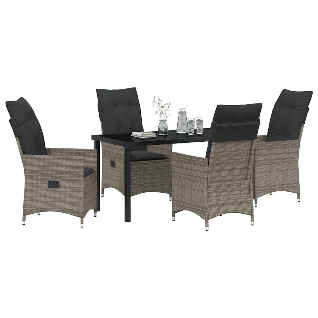 Have Spisebordssæt med pude 5 pcs Grå polyrattan