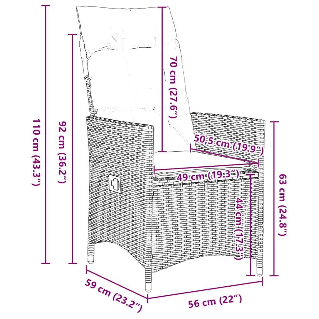 Have Spisebordssæt med pude 5 pcs Grå polyrattan