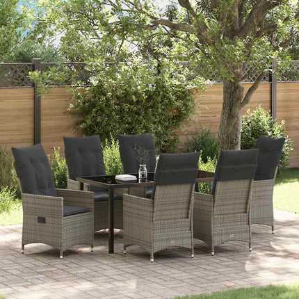 Have Spisebordssæt med pude 7 pcs Grå polyrattan