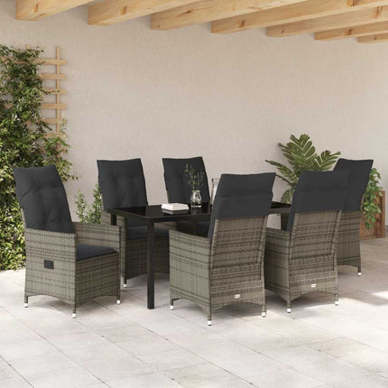 Have Spisebordssæt med pude 7 pcs Grå polyrattan