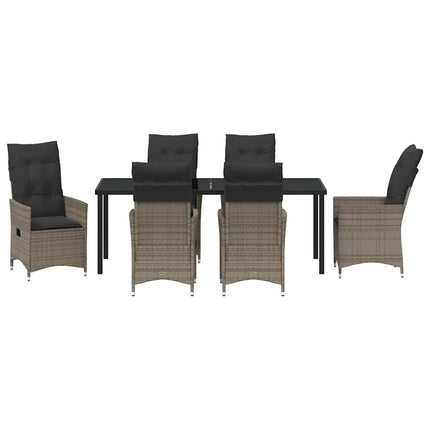 Have Spisebordssæt med pude 7 pcs Grå polyrattan