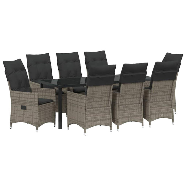 Have Spisebordssæt 9 stk. Grå polyrattan