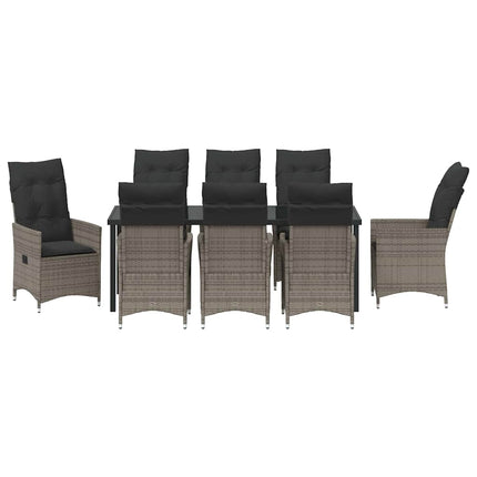 Have Spisebordssæt med pude 9 pcs Grå polyrattan