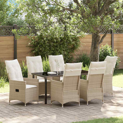 Have Spisebordssæt med pude 7 pcs Beige polyrattan