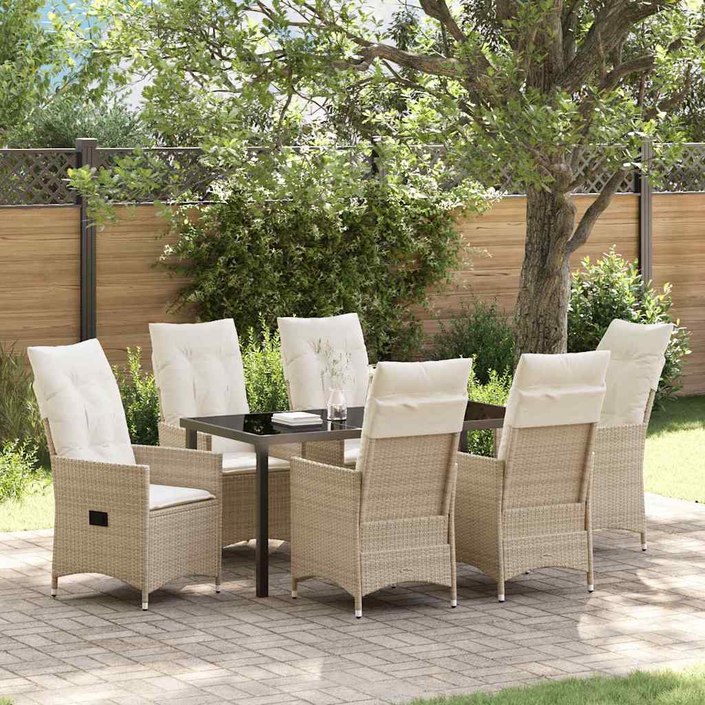 Have Spisebordssæt med pude 7 pcs Beige polyrattan