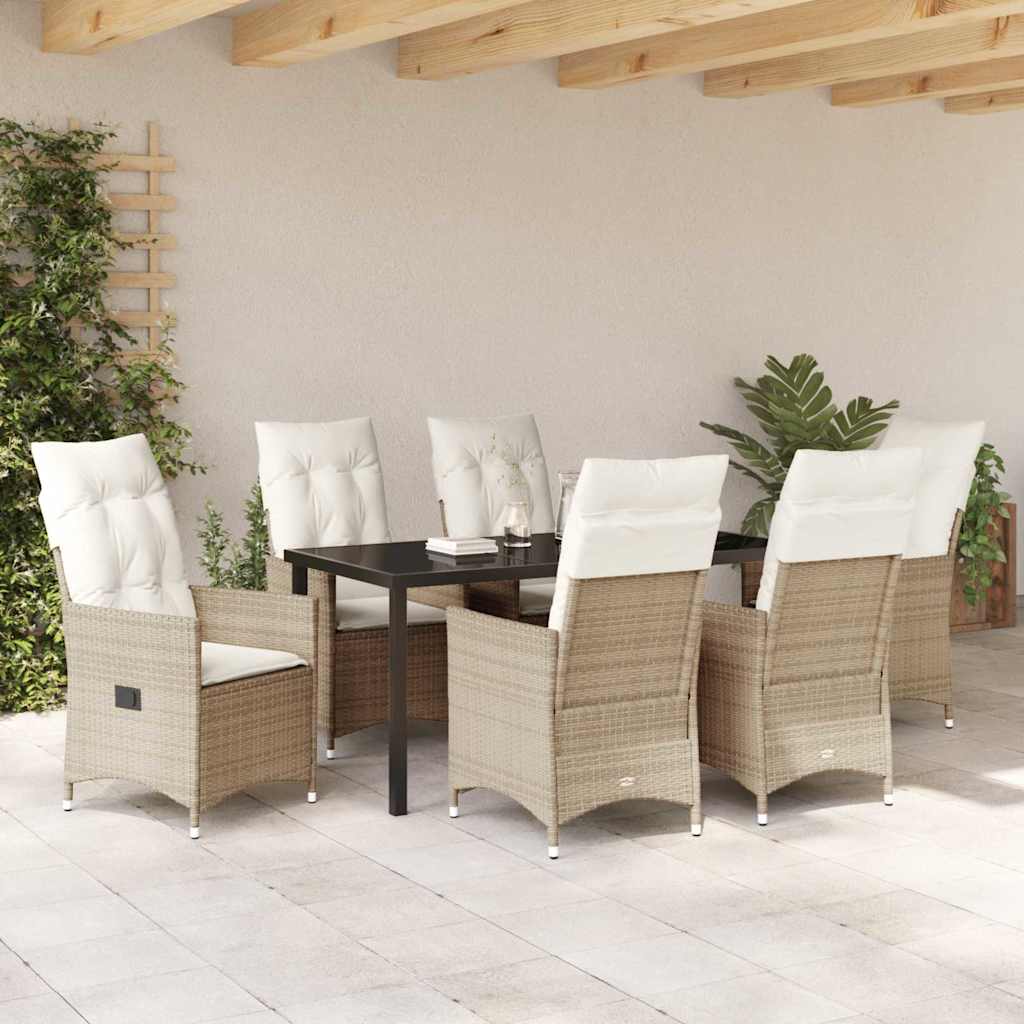 Have Spisebordssæt med pude 7 pcs Beige polyrattan