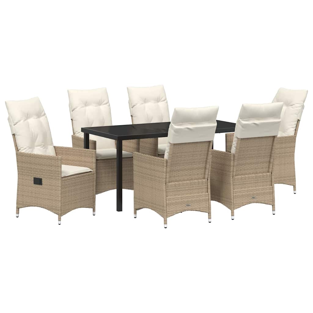 Have Spisebordssæt med pude 7 pcs Beige polyrattan