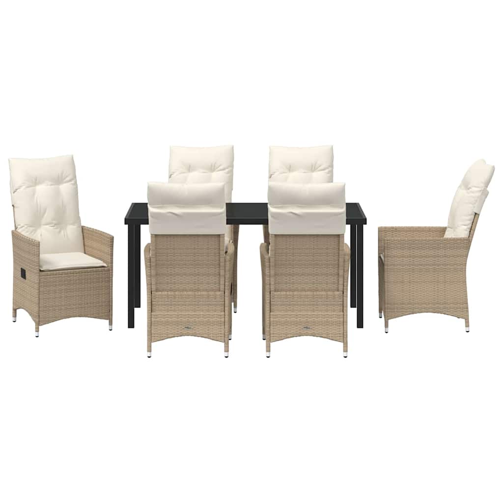 Have Spisebordssæt med pude 7 pcs Beige polyrattan