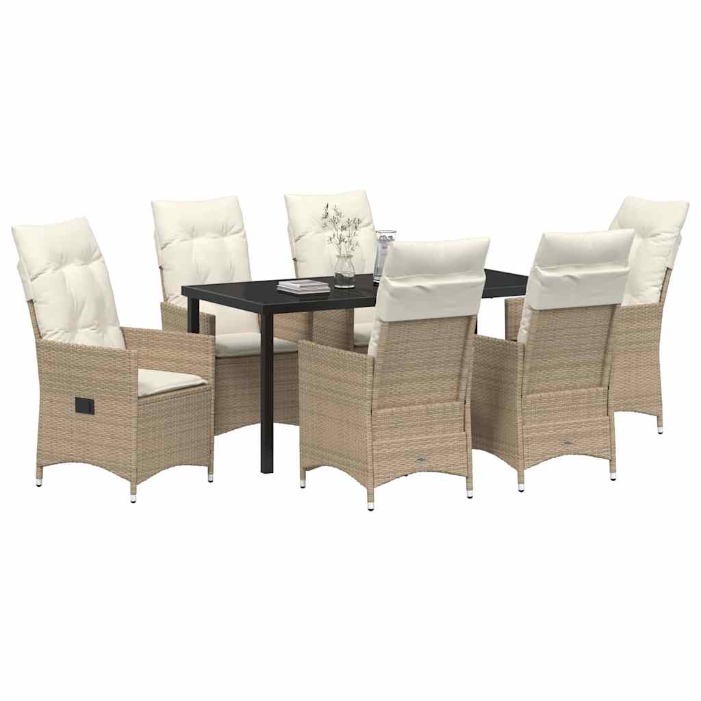 Have Spisebordssæt med pude 7 pcs Beige polyrattan