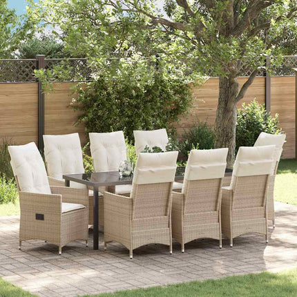 Have Spisebordssæt med pude 9 pcs Beige polyrattan