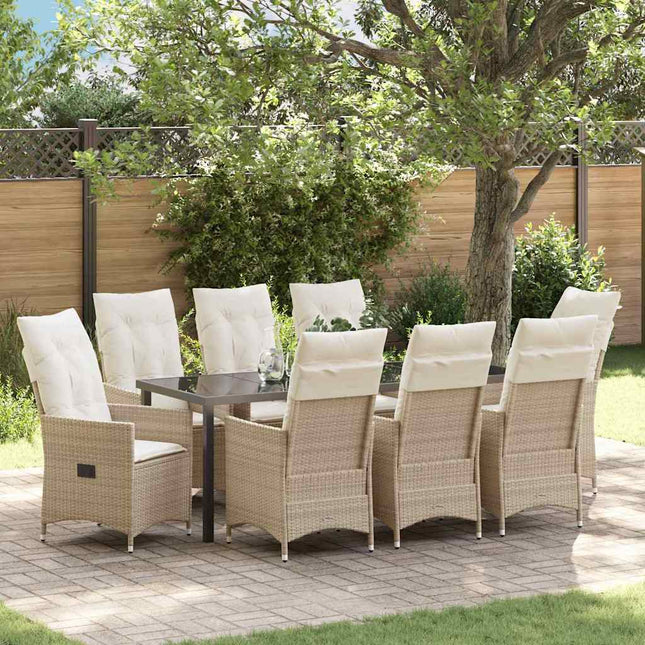 Have Spisebordssæt 9 stk. Beige polyrattan