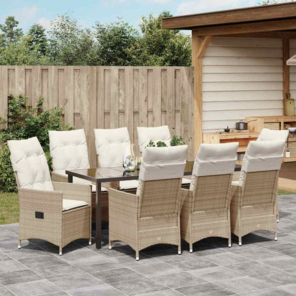 Have Spisebordssæt med pude 9 pcs Beige polyrattan