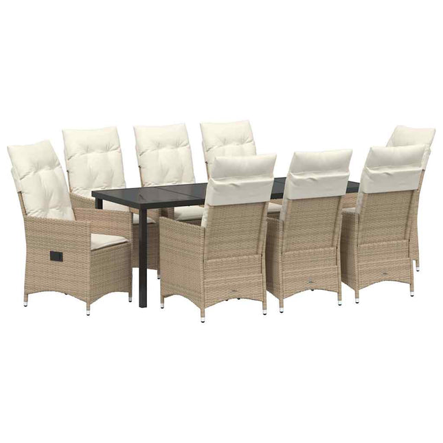 Have Spisebordssæt 9 stk. Beige polyrattan