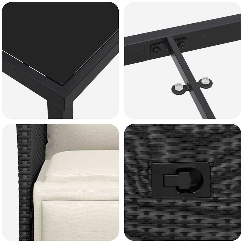 Have Spisebordssæt med pude 3 pcs Sort polyrattan