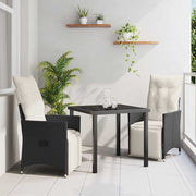 Have Spisebordssæt med pude 3 pcs Sort polyrattan
