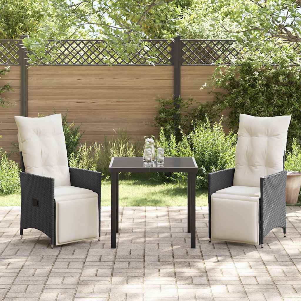 Have Spisebordssæt med pude 3 pcs Sort polyrattan