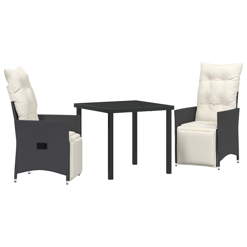 Have Spisebordssæt med pude 3 pcs Sort polyrattan