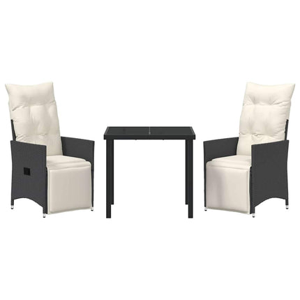 Have Spisebordssæt med pude 3 pcs Sort polyrattan