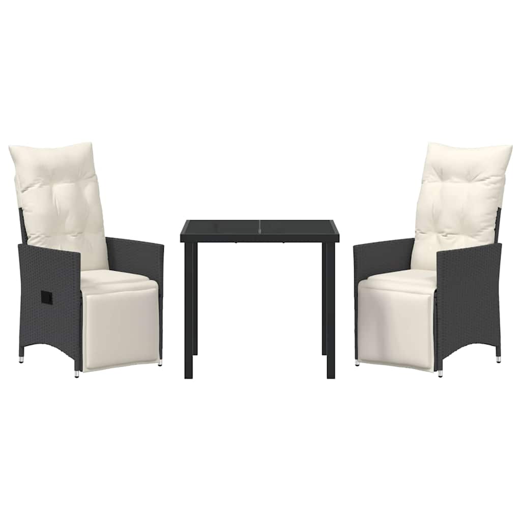 Have Spisebordssæt med pude 3 pcs Sort polyrattan