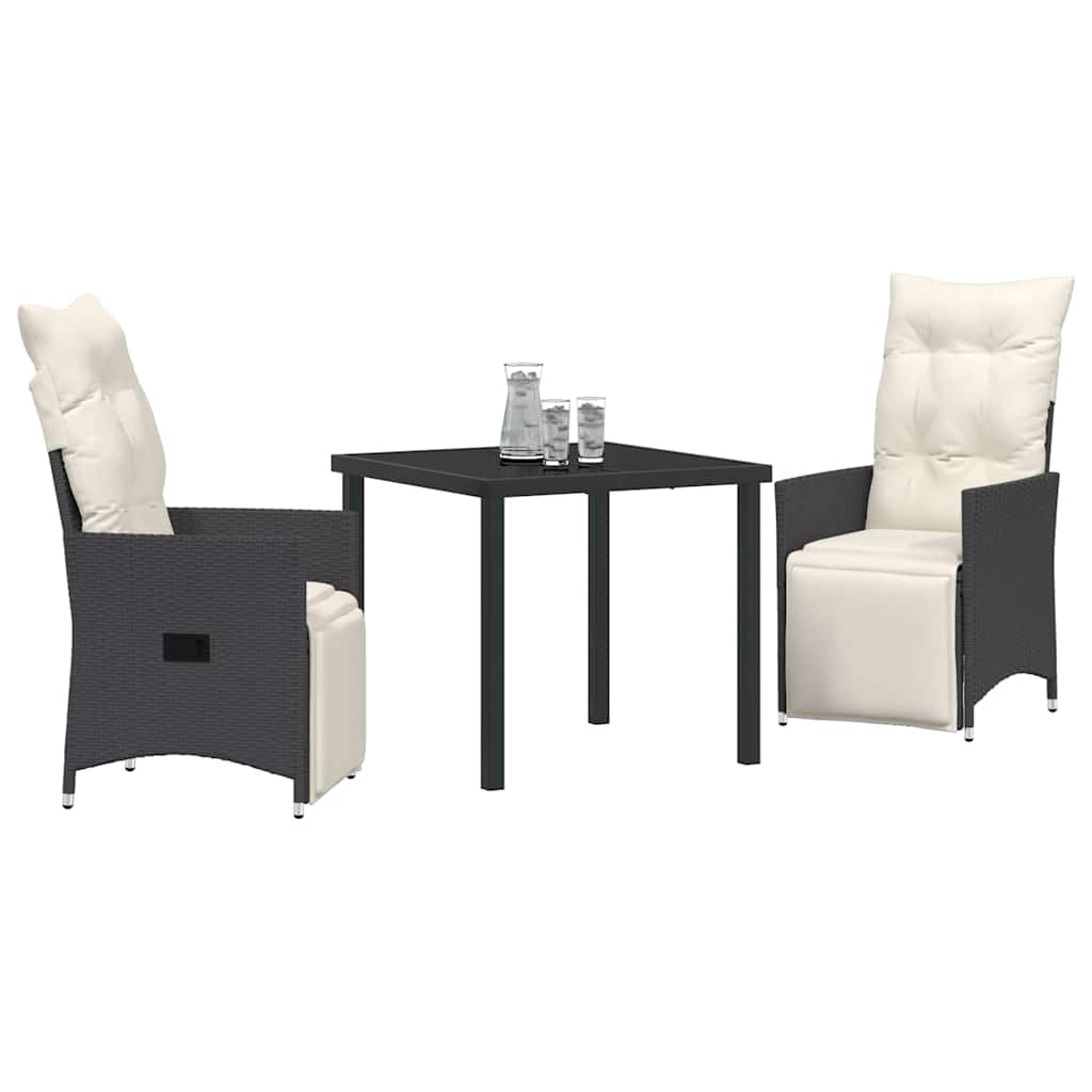 Have Spisebordssæt med pude 3 pcs Sort polyrattan