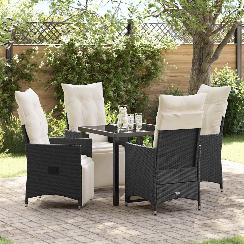 Have Spisebordssæt med pude 5 pcs Sort polyrattan