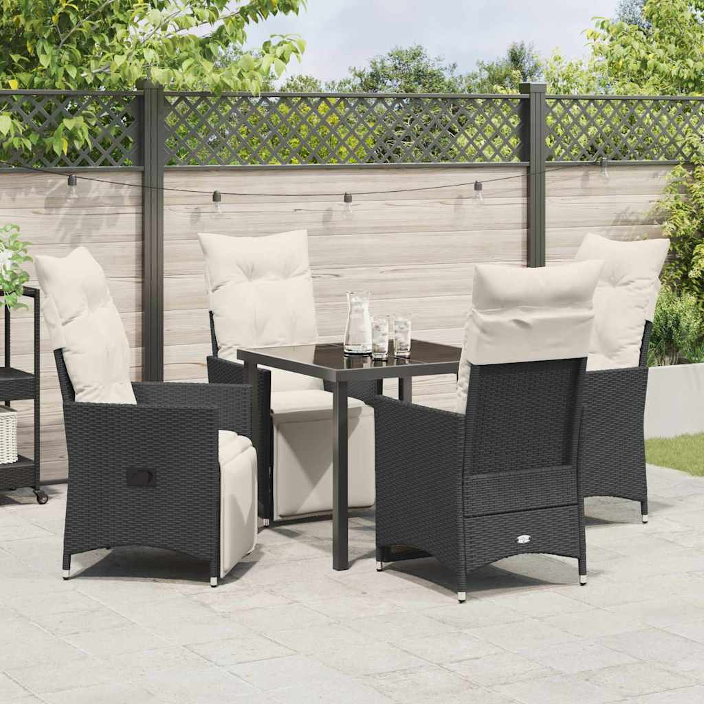Have Spisebordssæt med pude 5 pcs Sort polyrattan