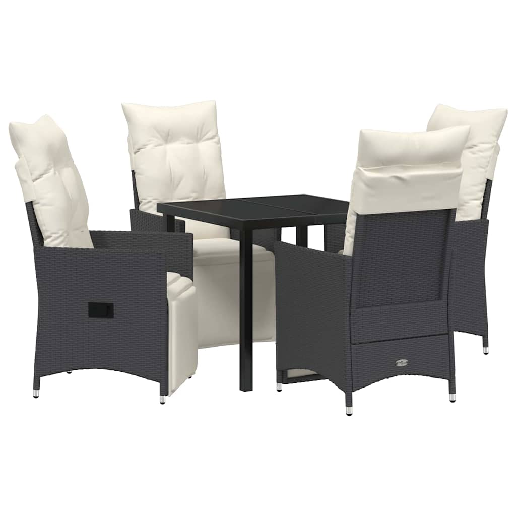 Have Spisebordssæt med pude 5 pcs Sort polyrattan