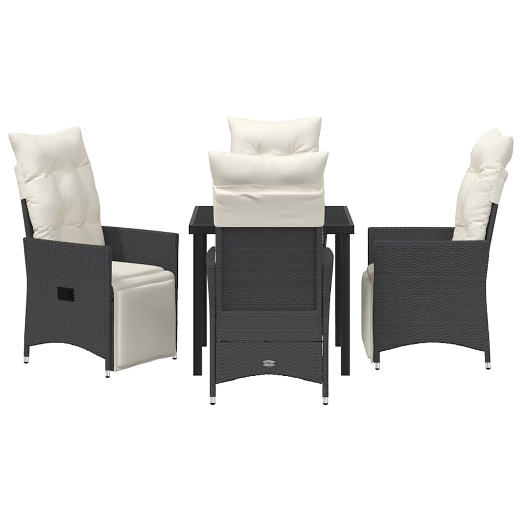 Have Spisebordssæt med pude 5 pcs Sort polyrattan