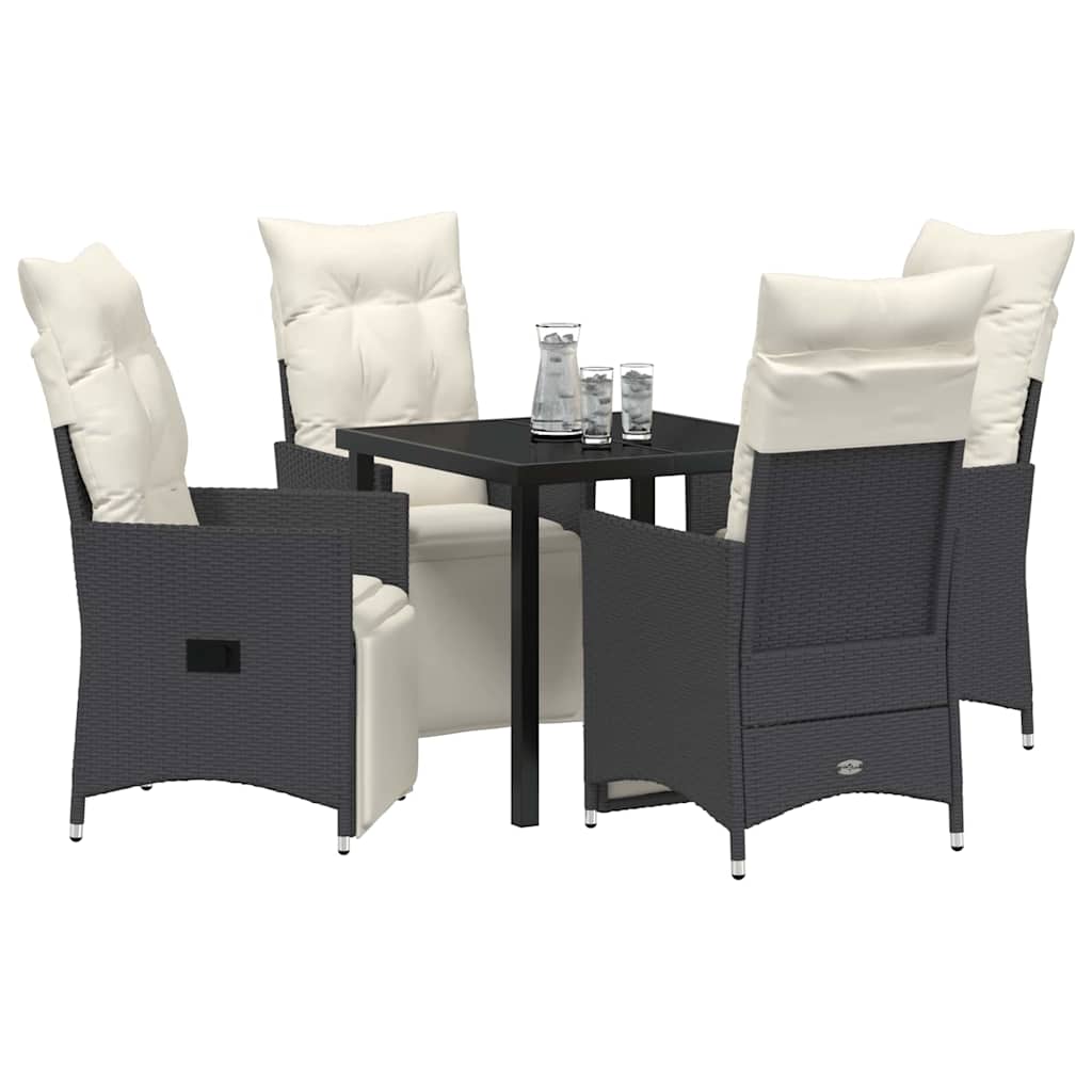 Have Spisebordssæt med pude 5 pcs Sort polyrattan