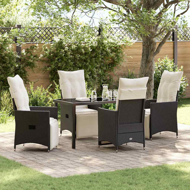 Have Spisebordssæt 5 stk. Sort polyrattan