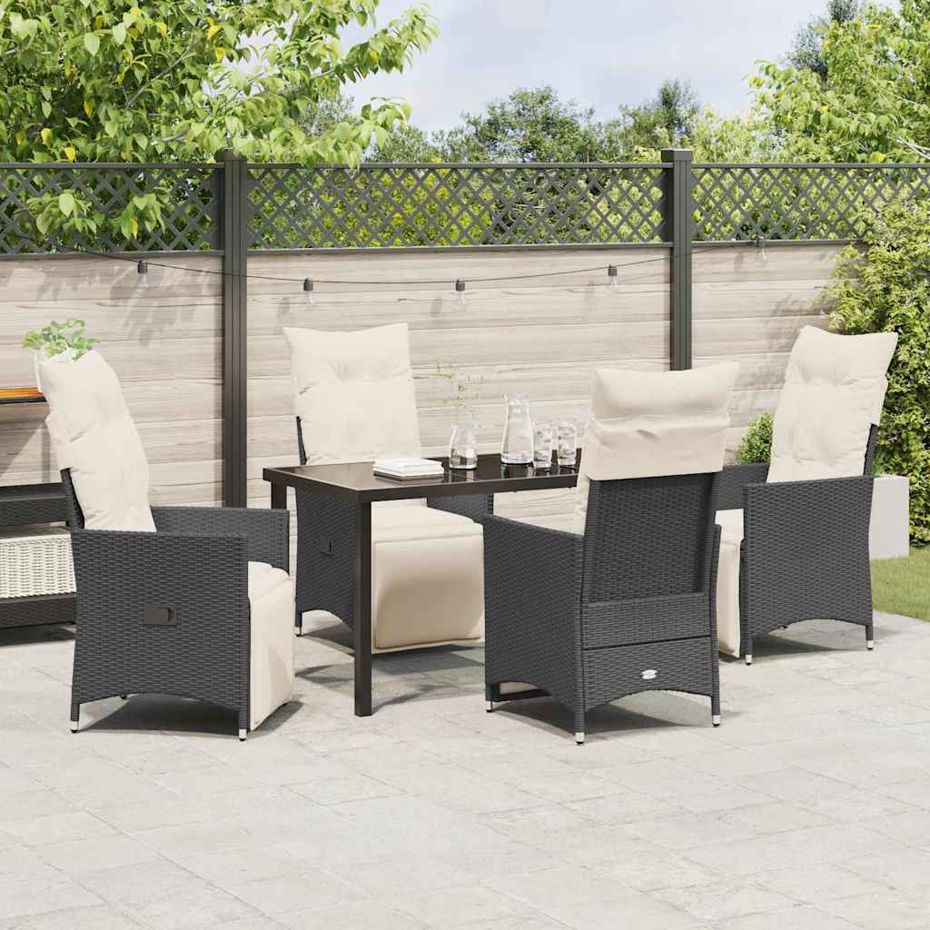 Have Spisebordssæt med pude 5 pcs Sort polyrattan
