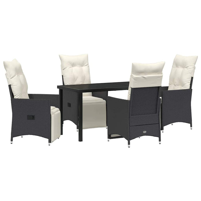 Have Spisebordssæt 5 stk. Sort polyrattan