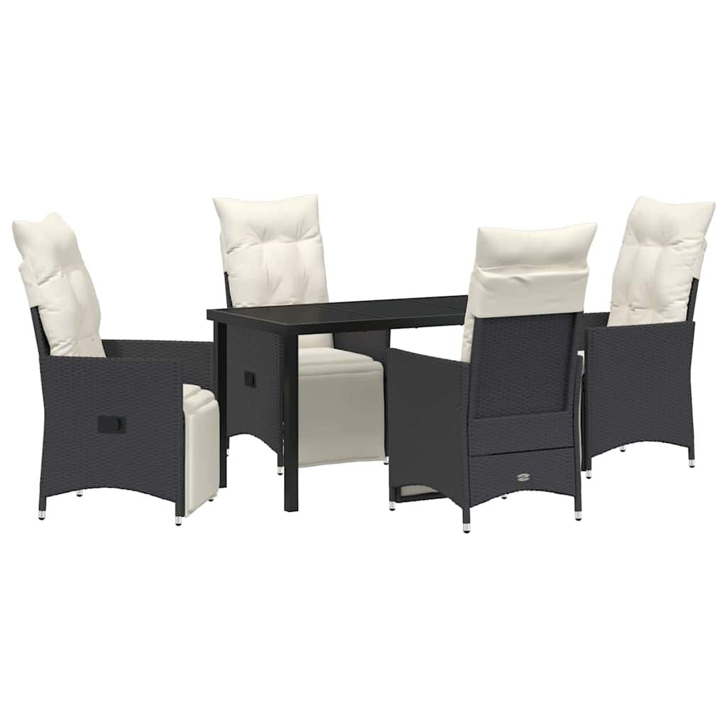 Have Spisebordssæt med pude 5 pcs Sort polyrattan