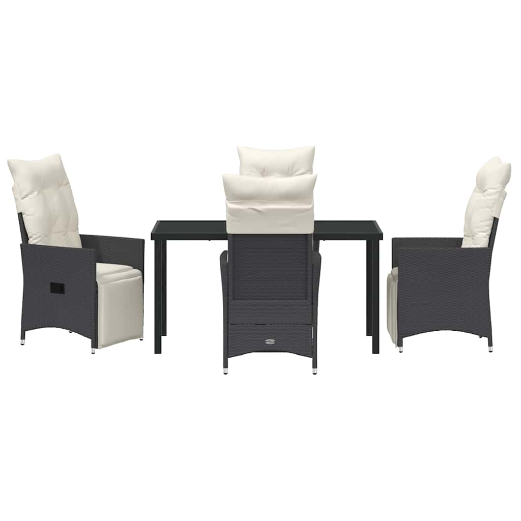 Have Spisebordssæt med pude 5 pcs Sort polyrattan