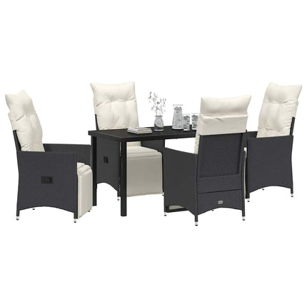 Have Spisebordssæt med pude 5 pcs Sort polyrattan