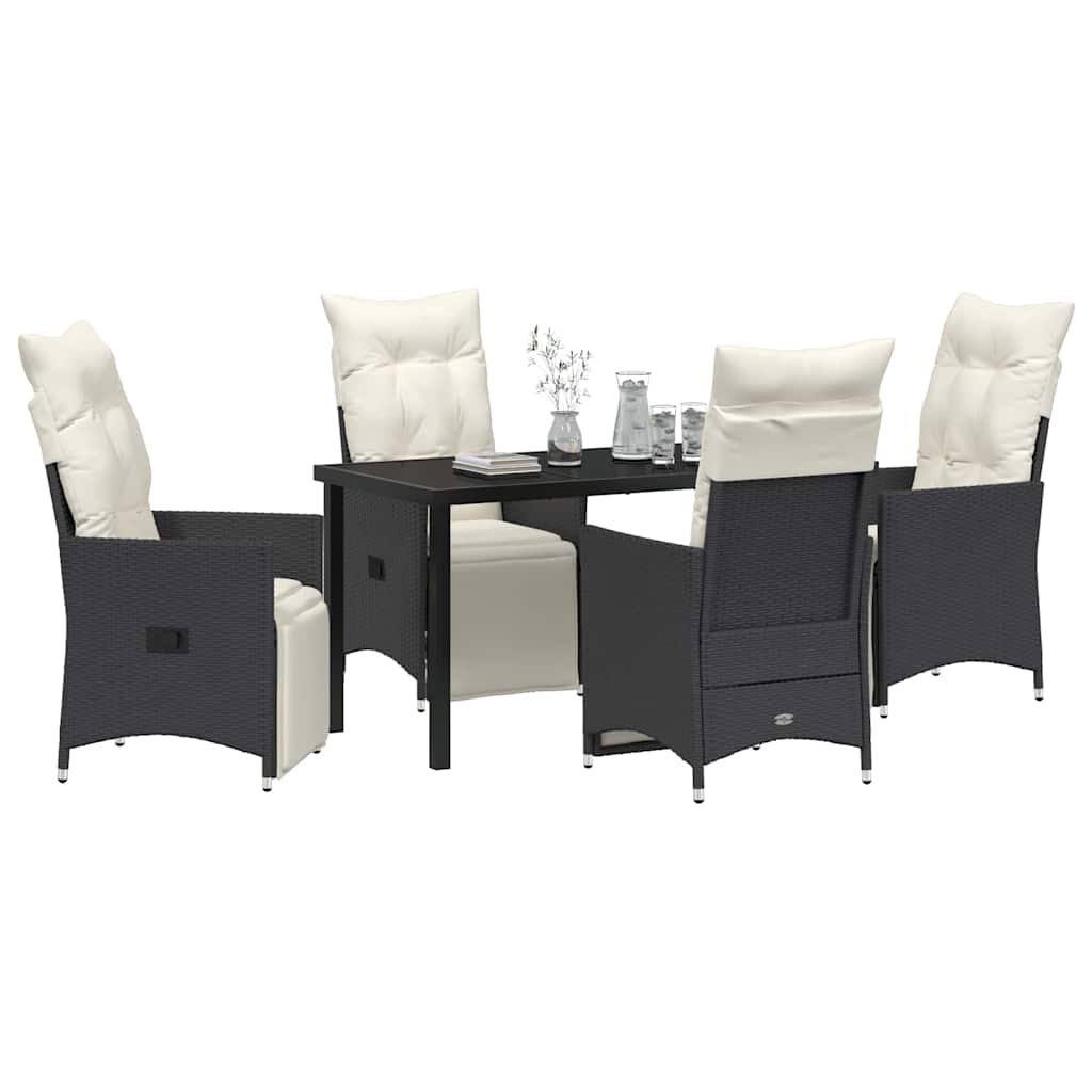 Have Spisebordssæt med pude 5 pcs Sort polyrattan