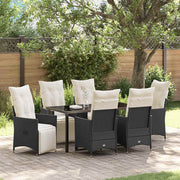 Have Spisebordssæt med pude 7 pcs Sort polyrattan