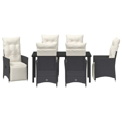 Have Spisebordssæt med pude 7 pcs Sort polyrattan
