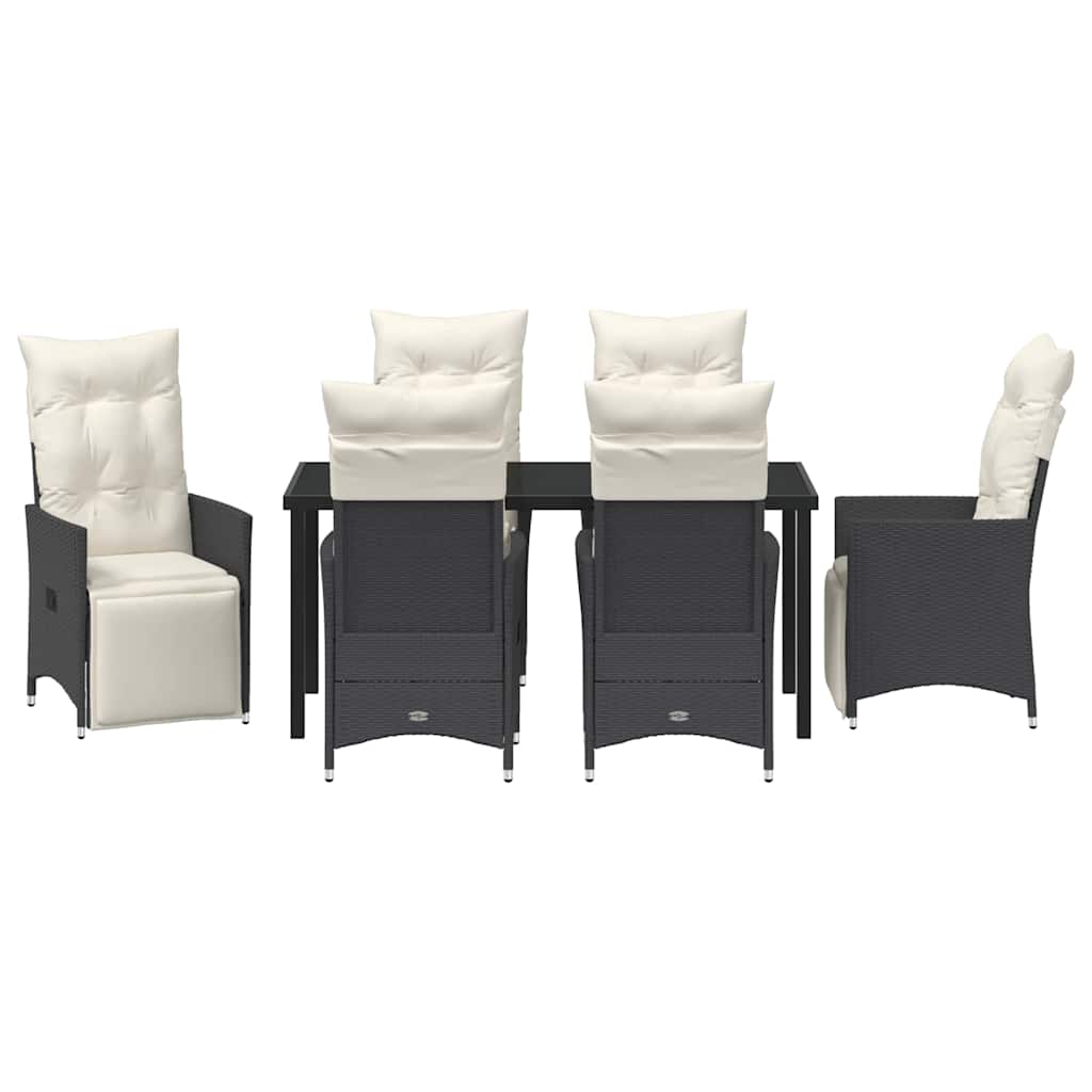 Have Spisebordssæt med pude 7 pcs Sort polyrattan