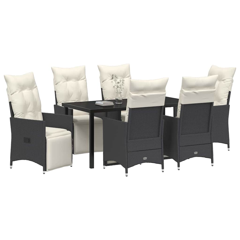Have Spisebordssæt med pude 7 pcs Sort polyrattan