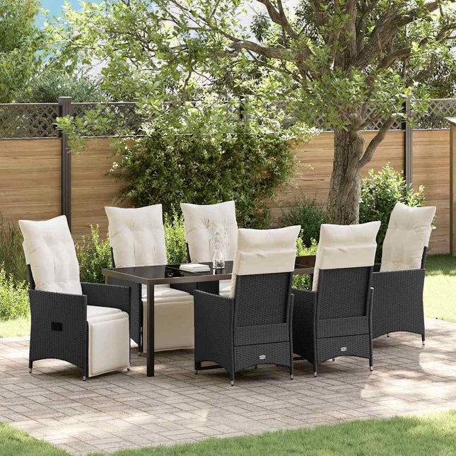 Have Spisebordssæt 7 stk. Sort polyrattan