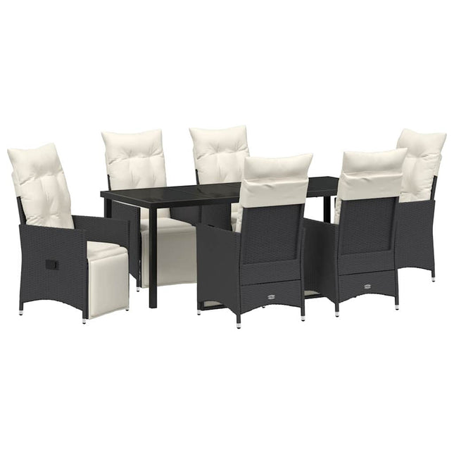 Have Spisebordssæt 7 stk. Sort polyrattan