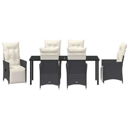 Have Spisebordssæt med pude 7 pcs Sort polyrattan