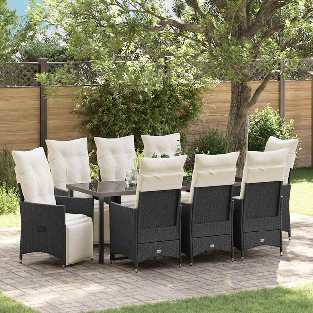 Have Spisebordssæt 9 stk. Sort polyrattan