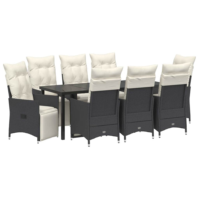 Have Spisebordssæt 9 stk. Sort polyrattan